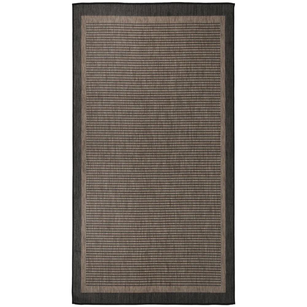 Tappeto Da Esterni A Tessitura Piatta 80x150 Cm Marrone Scuro - Foto 1