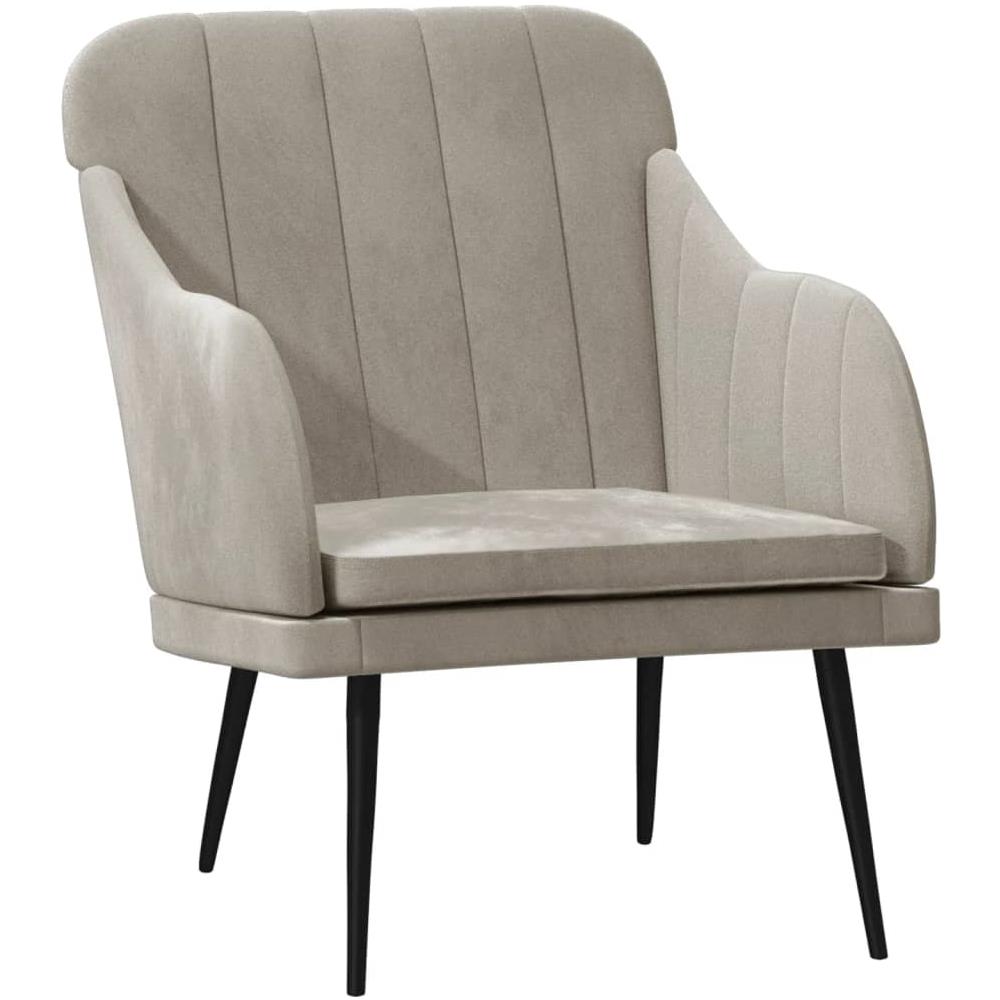 Poltrona Grigio Chiaro 63x76x80 Cm Velluto - Foto 2