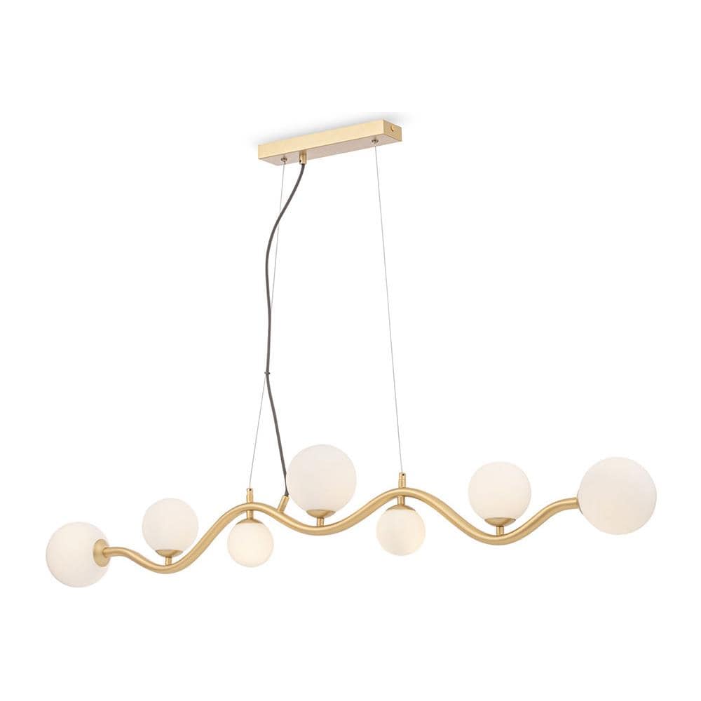 Lampadario Contemporaneo Uva Metallo Oro 7 Luci Diffusori Bianchi - Foto 1