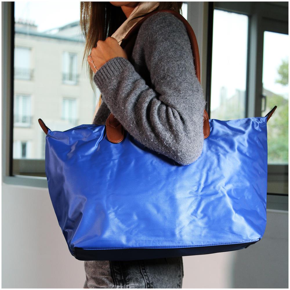 Borsa Shopper Grande In Poliestere - Paris - Blu - Foto 6