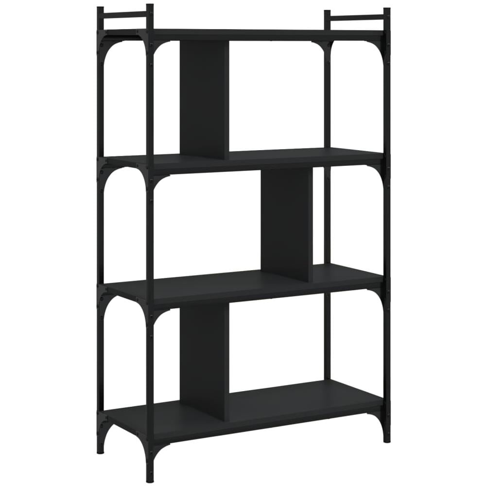 Libreria Nera 4 Ripiani 76x32x123 Cm Legno Multistrato - Foto 2