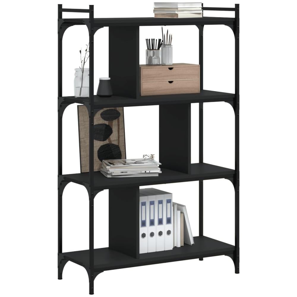 Libreria Nera 4 Ripiani 76x32x123 Cm Legno Multistrato - Foto 3