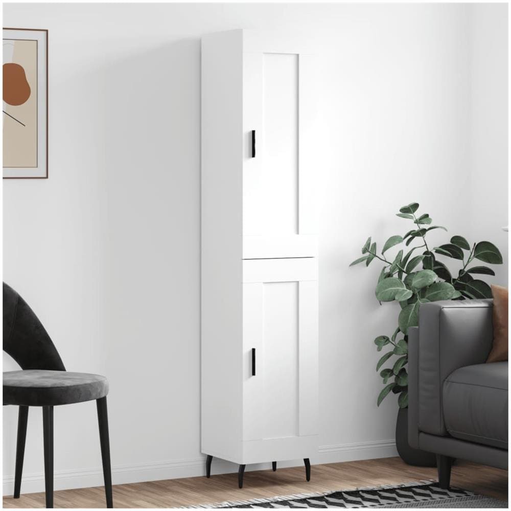 Credenza Bianca 34,5x34x180 Cm In Legno Multistrato - Foto 1