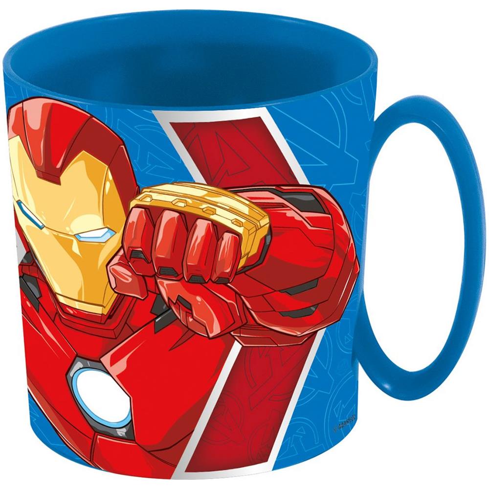 Tazza Blu Per Bambini In Plastica Avengers Iron Man Captain America Da 350 Ml Adatta Al Microonde - Foto 1