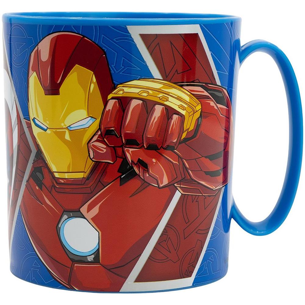 Tazza Blu Per Bambini In Plastica Avengers Iron Man Captain America Da 350 Ml Adatta Al Microonde - Foto 2