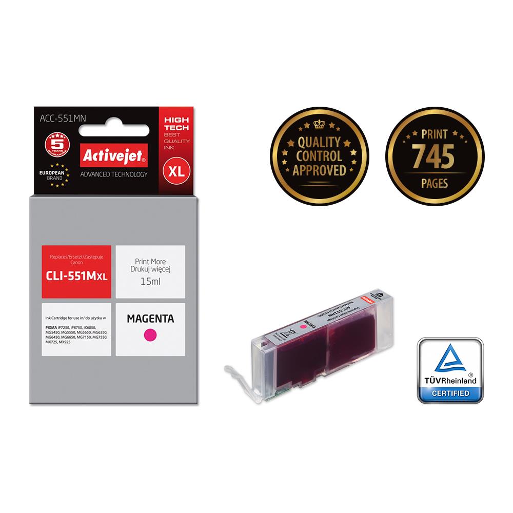 ACC-551MN cartuccia d'inchiostro 1 pz Compatibile Resa elevata (XL) Magenta - Foto 1