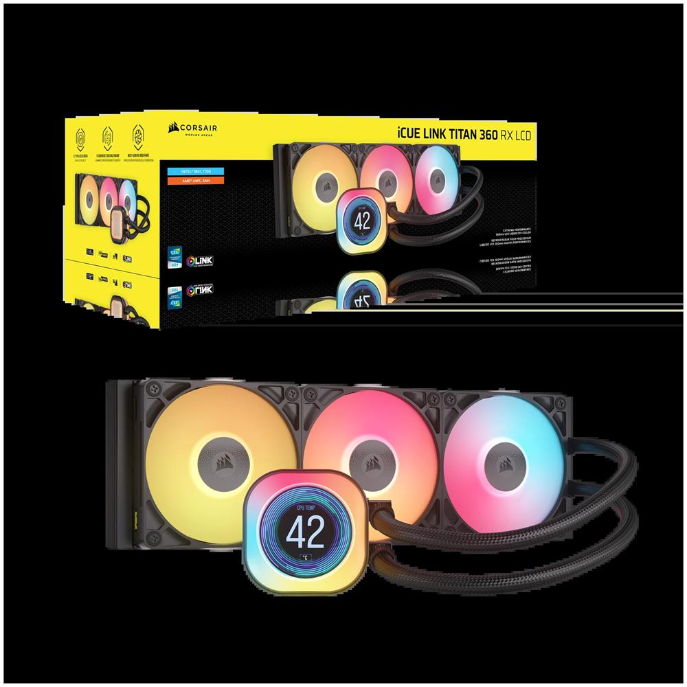 iCUE Link Titan 360 RX RGB LCD CPU Liquid Cooler Intel 1851/1700 AMD AM5/AM4 - Foto 2