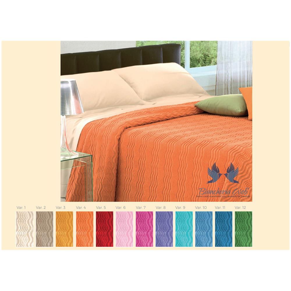 Copriletto Tinta Unita In Morbidissima Ciniglia A Onde 100% Cotone Vari Colori Matrimoniale Arancio 4 - Foto 1
