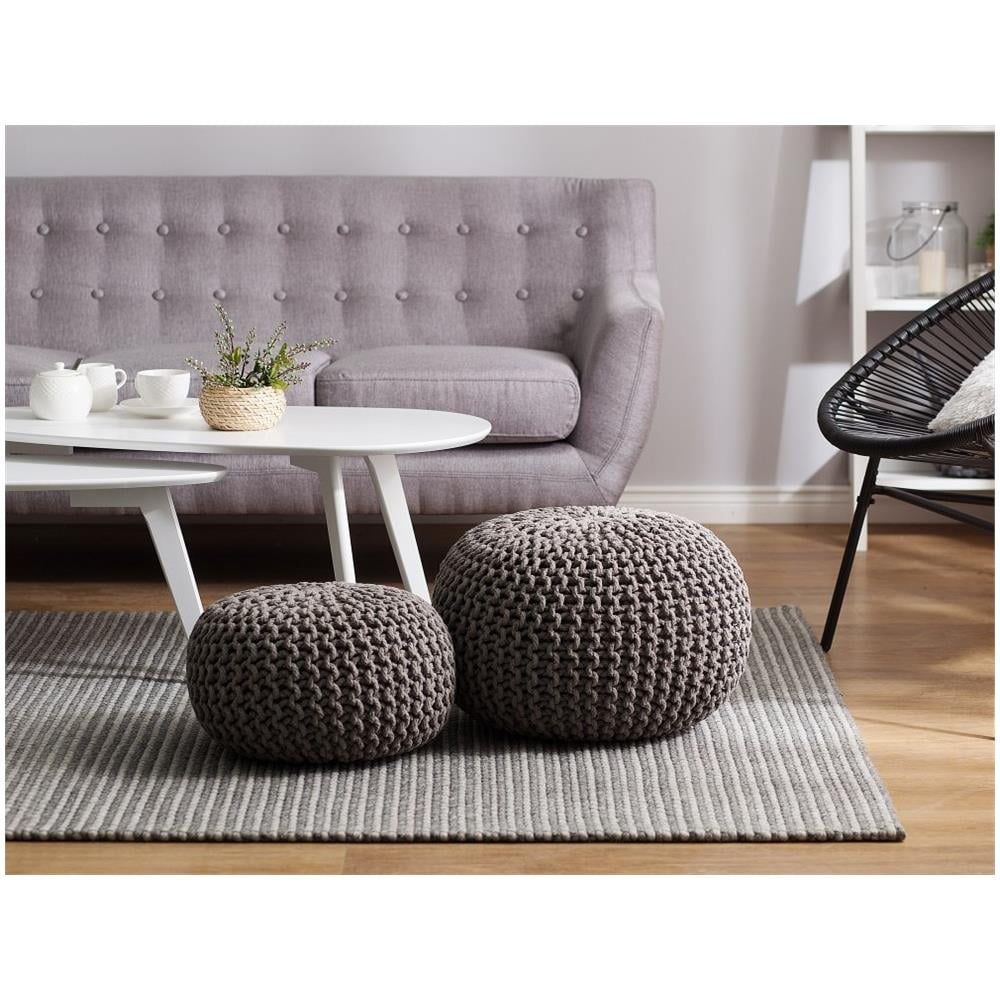 Pouf Poggiapiedi In Tessuto Grigio Scuro 40 X 25 Cm Conrad - Foto 1