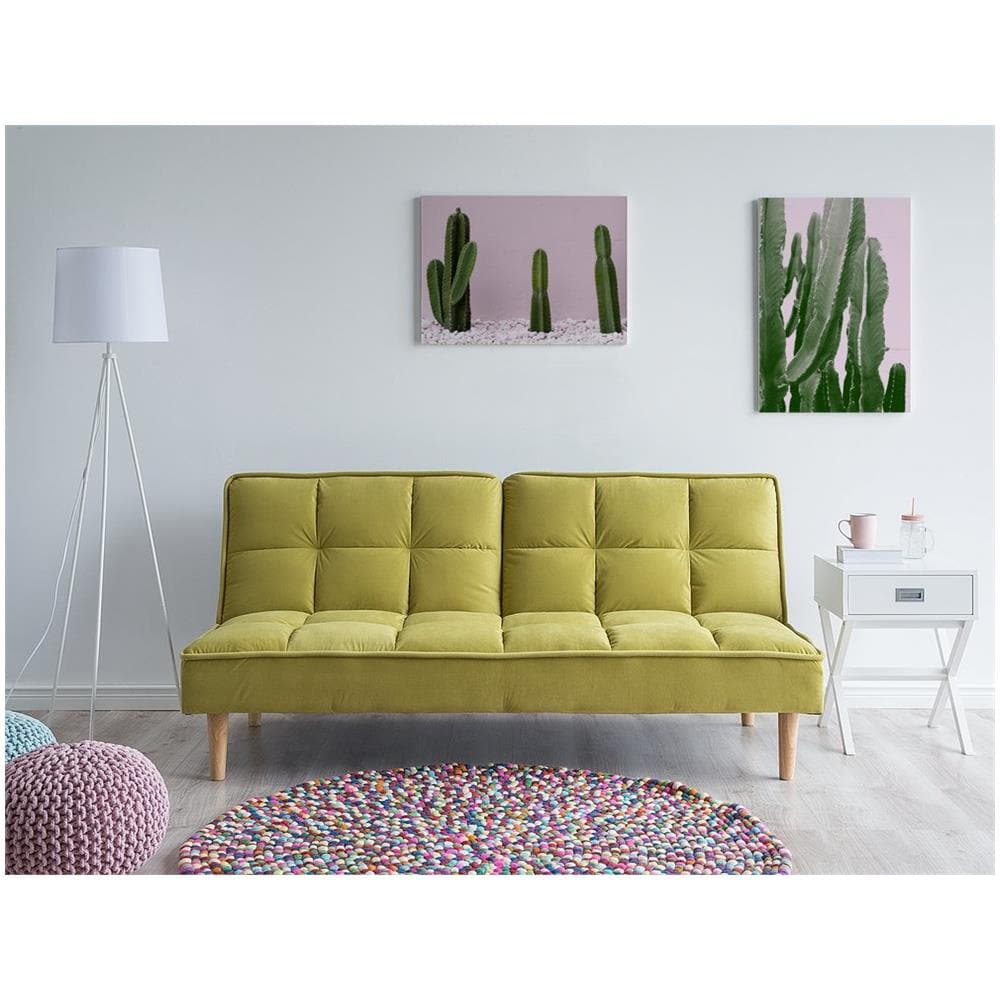 Divano Letto Moderno In Tessuto Giallo Verde Siljan - Foto 2