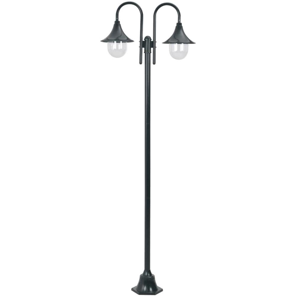 Lampione Da Giardino E27 220 Cm Alluminio 2 Lampade Verde Scuro - Foto 1