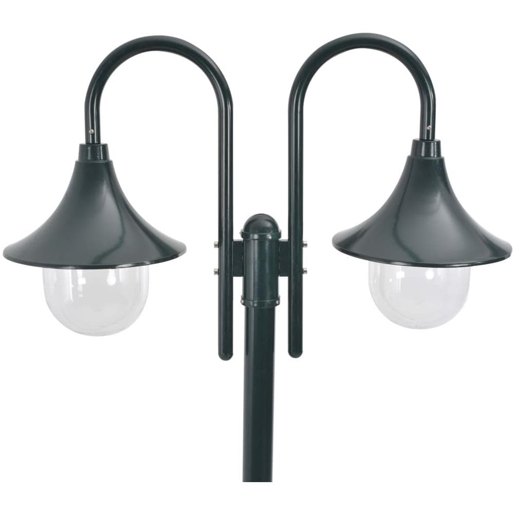 Lampione Da Giardino E27 220 Cm Alluminio 2 Lampade Verde Scuro - Foto 2