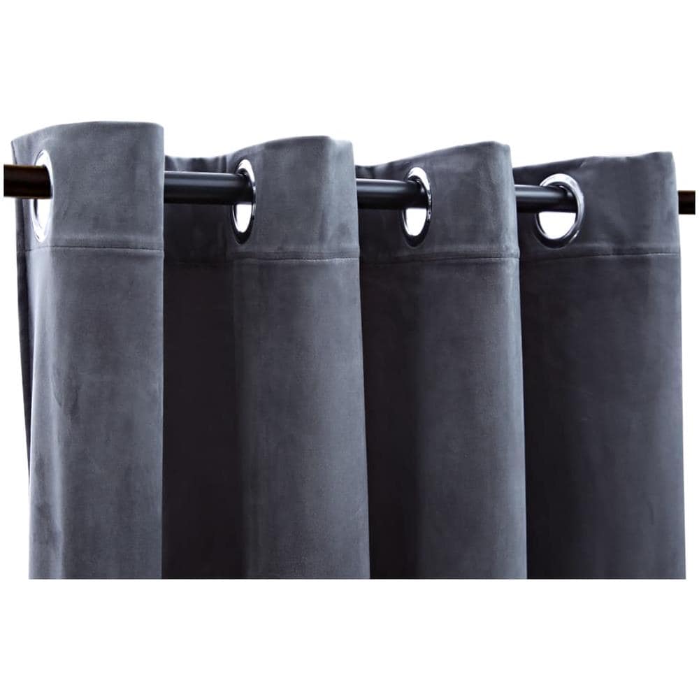 Tenda Oscurante Anelli In Metallo Velluto Antracite 290x245 Cm - Foto 4
