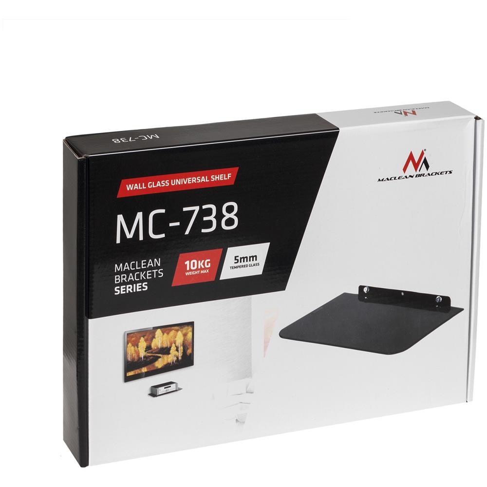 Mensola Singola Per Dvd Fino A 10kg Vetro Temperato Colore Nero - Foto 3