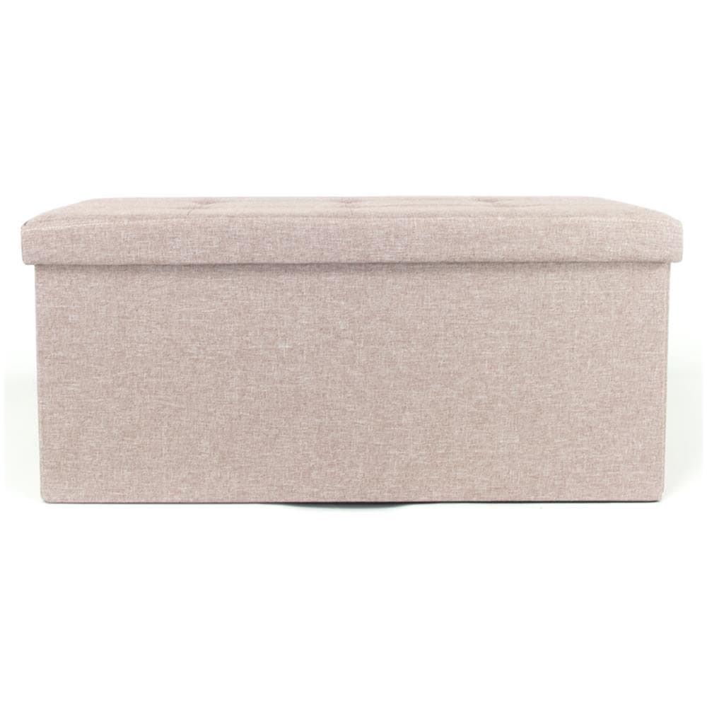 BIANCHERIAWEB Pouf Ottagonale Contenitore In Velluto Beige - Multiuso, Portaoggetti E Poggiapiedi 40x35 Cm - 3
