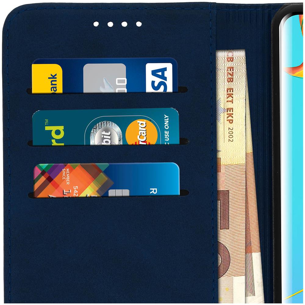 Custodia Huawei P30 Pro Portacarte Funzione Supporto Cover Silicone Blu - Foto 5