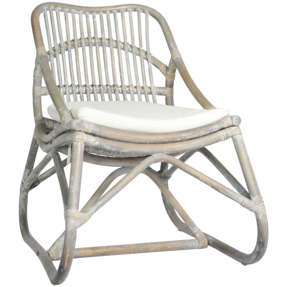 Sedia Grigia in Rattan e Lino 73 x 50 x 78 cm - Foto 1