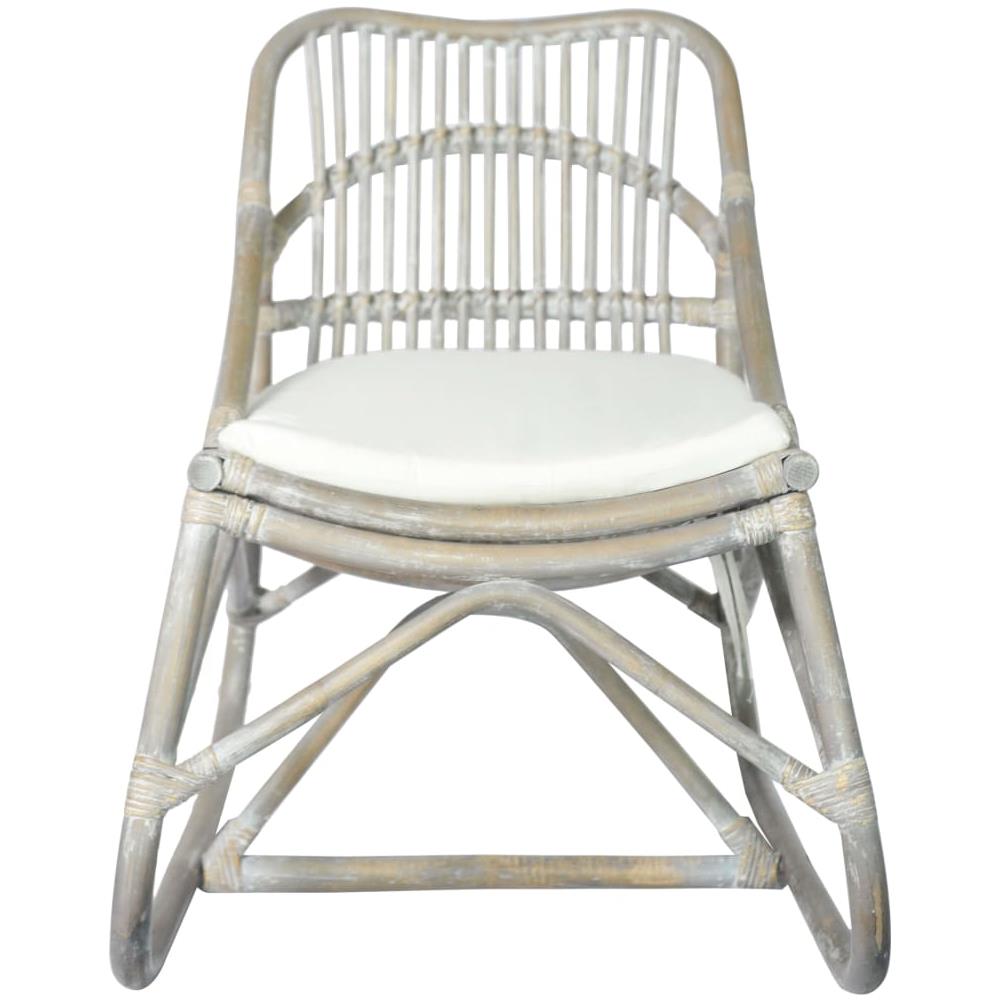 Sedia Grigia in Rattan e Lino 73 x 50 x 78 cm - Foto 2