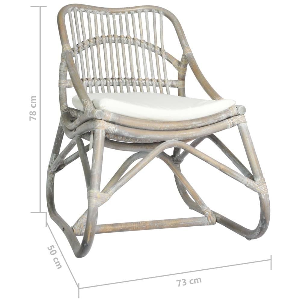 Sedia Grigia in Rattan e Lino 73 x 50 x 78 cm - Foto 6