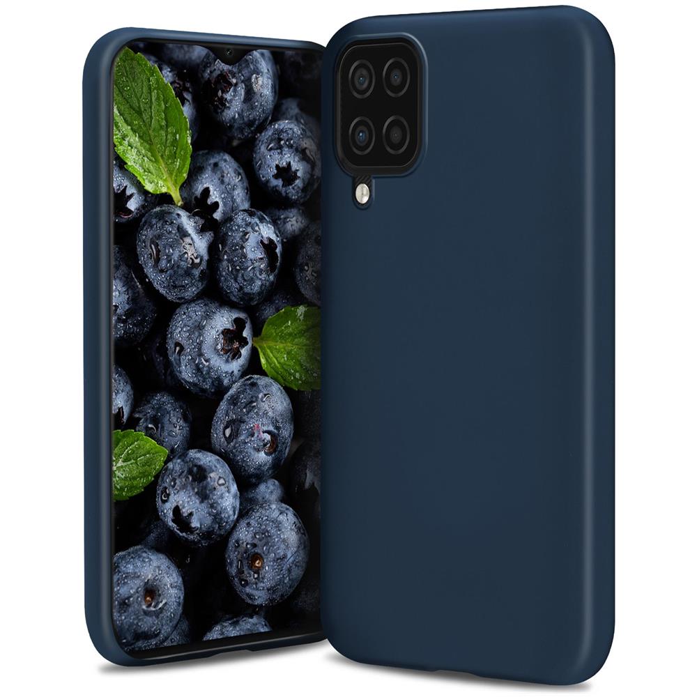 Lifestyle. Cover Per Samsung A12, Blu Notte - Custodia In Silicone Premium Con Finitura Opaca E Fodera Morbida In Microfibra, Phone Case Cover Leggero - Foto 1