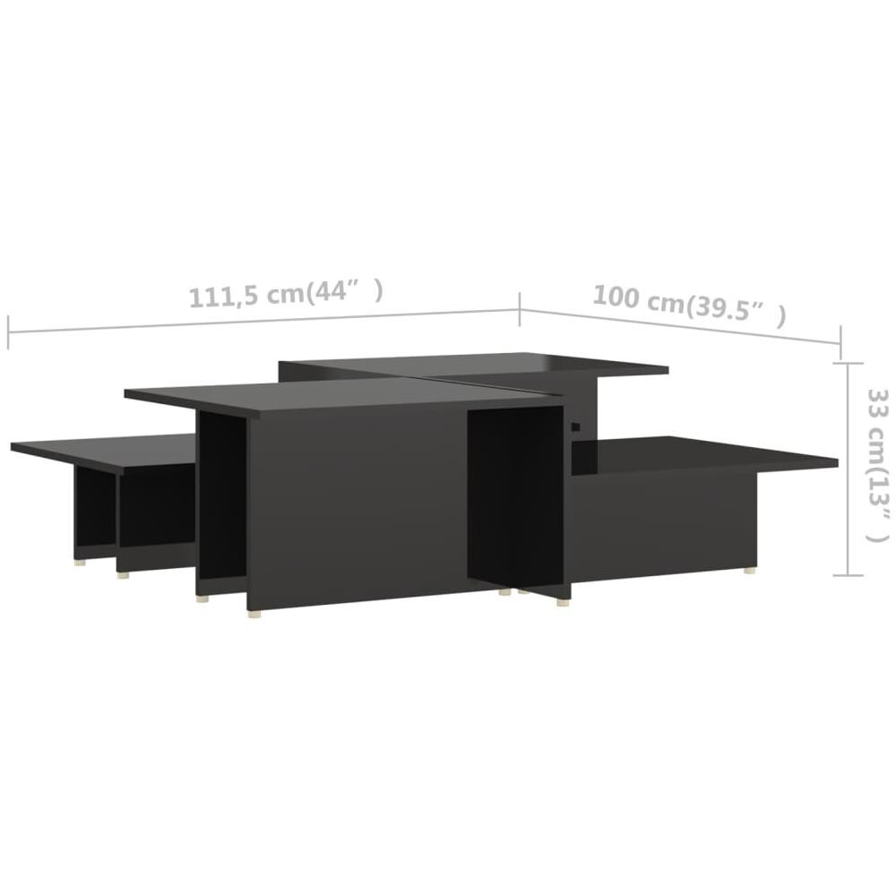 Tavolini da Salotto 2 pz Neri 111,5x50x33 cm Legno Multistrato - Foto 5