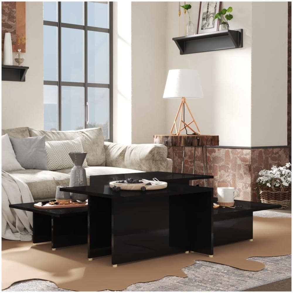 Tavolini da Salotto 2 pz Neri 111,5x50x33 cm Legno Multistrato - Foto 1