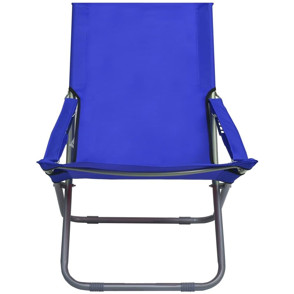 Sedie da Spiaggia Pieghevoli 2 pz in Tessuto Blu - Foto 2