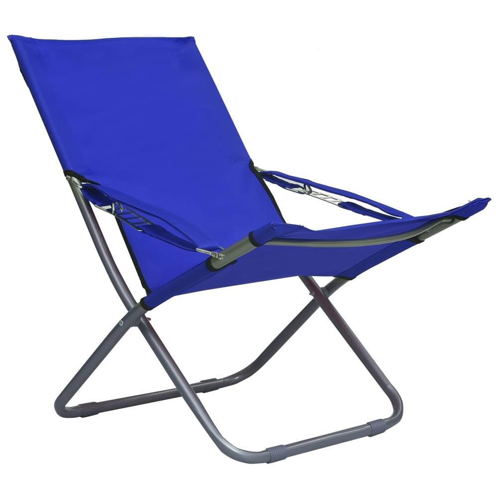Sedie da Spiaggia Pieghevoli 2 pz in Tessuto Blu - Foto 3