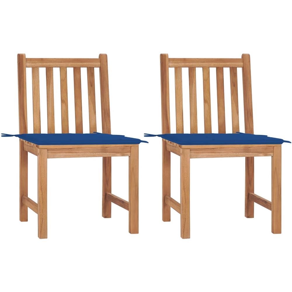 Sedie da Giardino 2 pz con Cuscini in Legno Massello di Teak - Foto 1