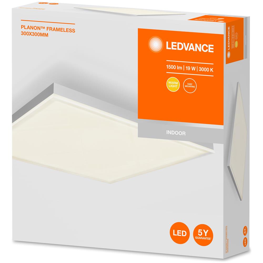 Ledvance Plafoniera Led A Soffitto, Planon™ Frameless / 19 W, 220…240 V, Ampiezza Fascio Luminoso: 110°, Bianco Caldo, 3000 K, Materiale: Alluminio, Ip20 - Foto 8