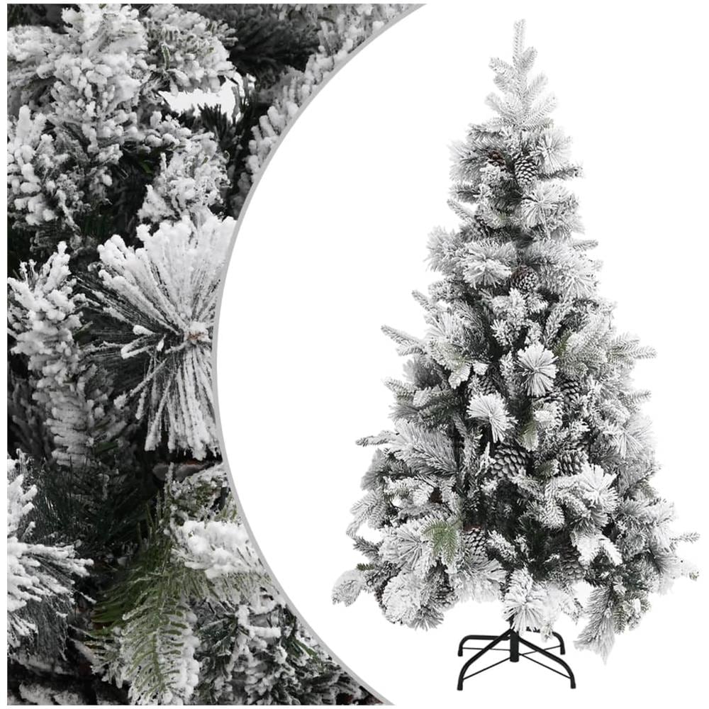 Albero Di Natale Con Neve Floccata E Pigne 225 Cm Pvc E Pe - Foto 1