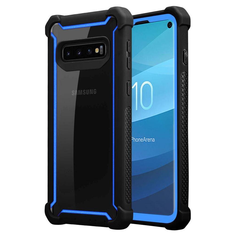 Custodia Compatibile Con Samsung Galaxy S10 Plus In Blu Nero - Coperchio Protettivo 2 In 1 Con Bordo In Silicone Tpu E Retro In Vetro Acrilico - Foto 1