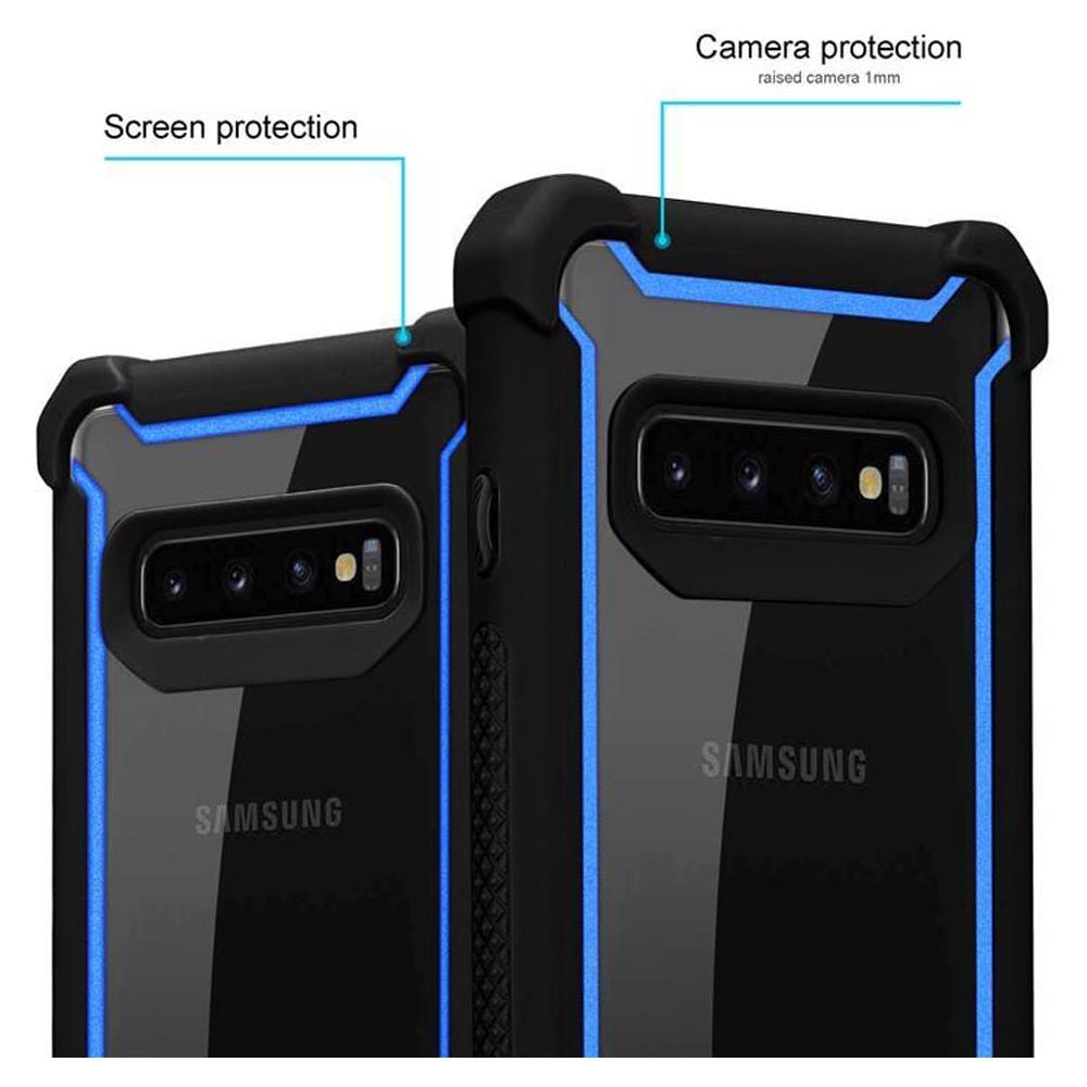 Custodia Compatibile Con Samsung Galaxy S10 Plus In Blu Nero - Coperchio Protettivo 2 In 1 Con Bordo In Silicone Tpu E Retro In Vetro Acrilico - Foto 2