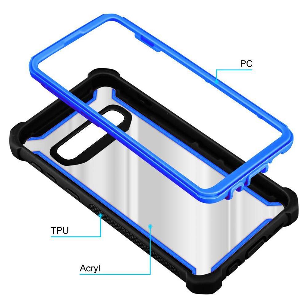 Custodia Compatibile Con Samsung Galaxy S10 Plus In Blu Nero - Coperchio Protettivo 2 In 1 Con Bordo In Silicone Tpu E Retro In Vetro Acrilico - Foto 7