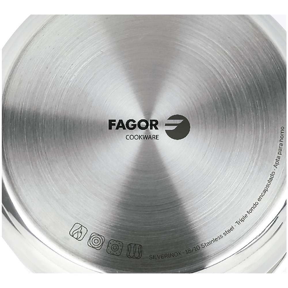 Fagor Silverinox Casseruola Induzione 28 Cm 6,7 Litri, Acciaio Inossidabile 18/10 Coperchio Argento - Foto 3