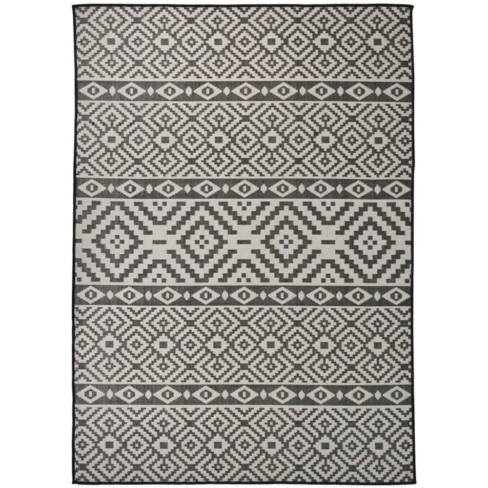 Tappeto Da Esterni A Tessitura Piatta 120x170 Cm Strisce Nere - Foto 1