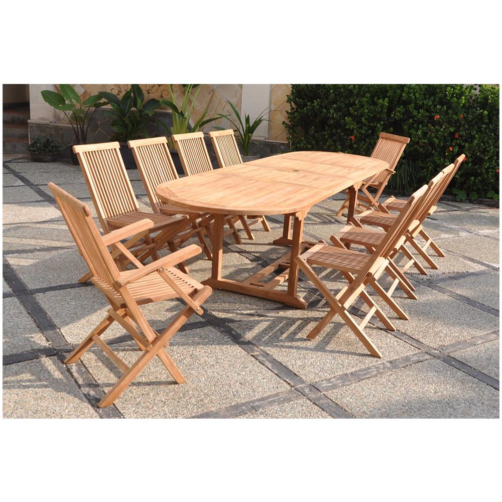 Set Di Mobili Da Giardino In Teak Massiccio Per 10-12 Persone - Tavolo Ovale + 8 Sedie + 2 Poltrone Kajang - Foto 2