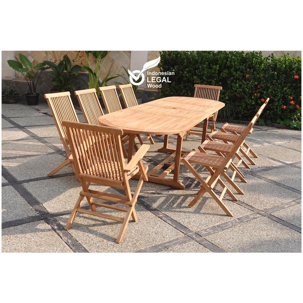 Set Di Mobili Da Giardino In Teak Massiccio Per 10-12 Persone - Tavolo Ovale + 8 Sedie + 2 Poltrone Kajang - Foto 1