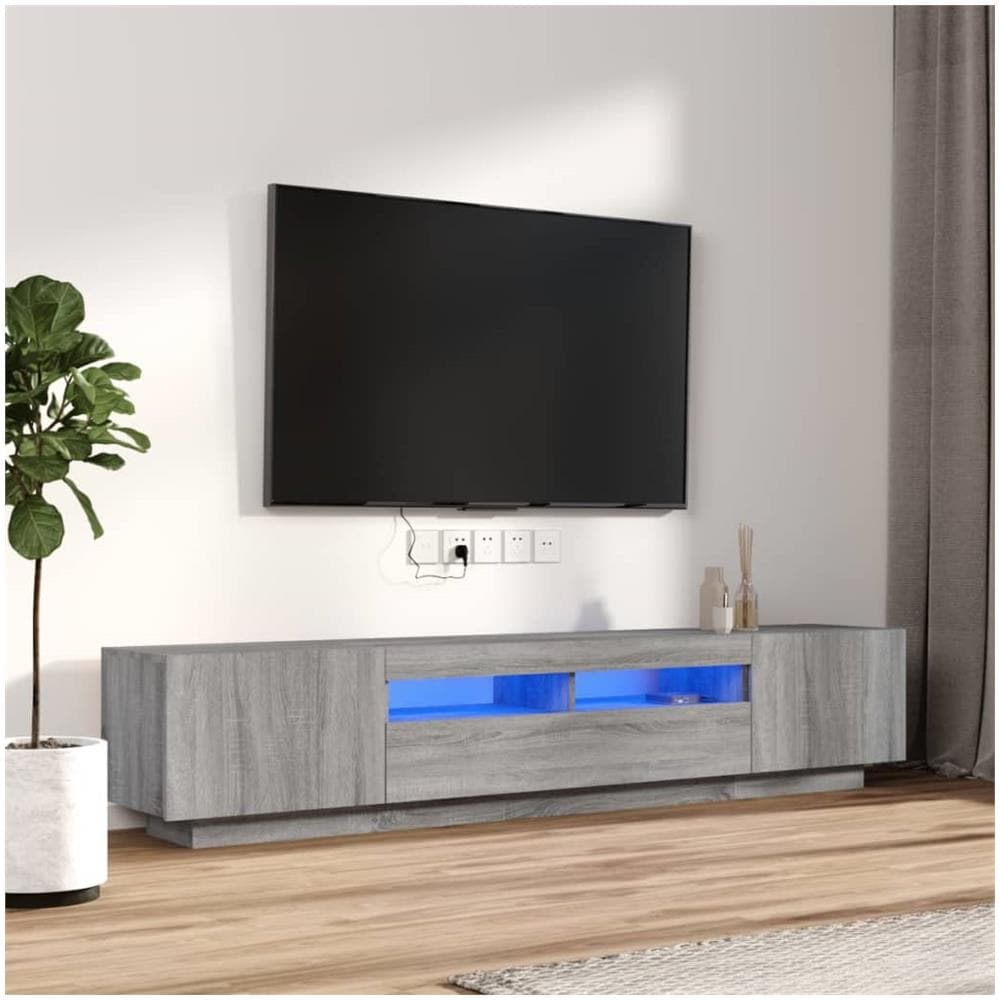 Set Mobili Tv 2 Pz Con Luci Led Grigio Sonoma Legno Multistrato - Foto 1