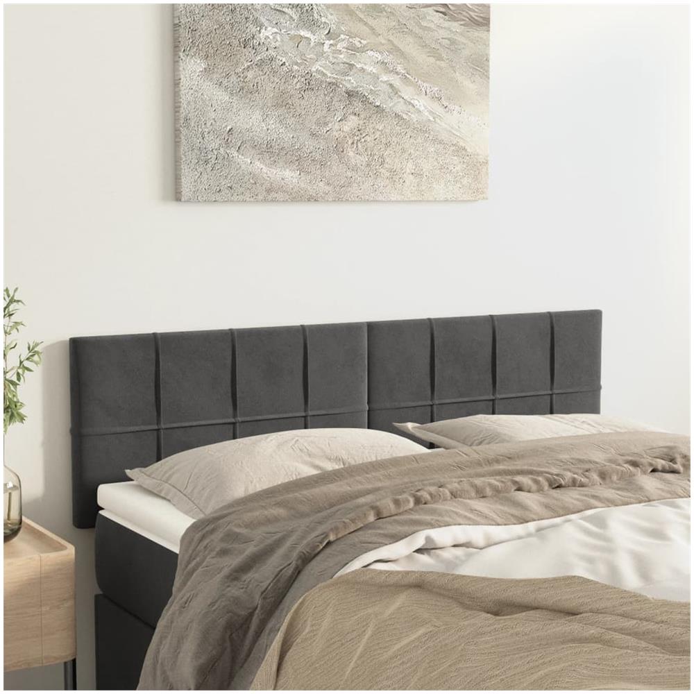Testiere 2 Pz Grigio Scuro 72x5x78/88 Cm In Velluto - Foto 1