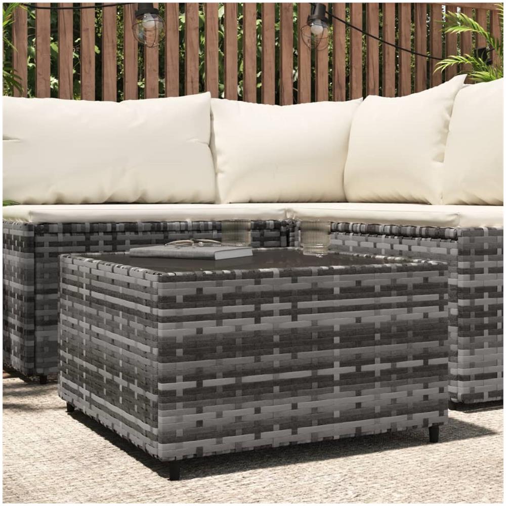 Tavolino Quadrato Da Giardino Grigio 50x50x30cm In Polyrattan - Foto 1