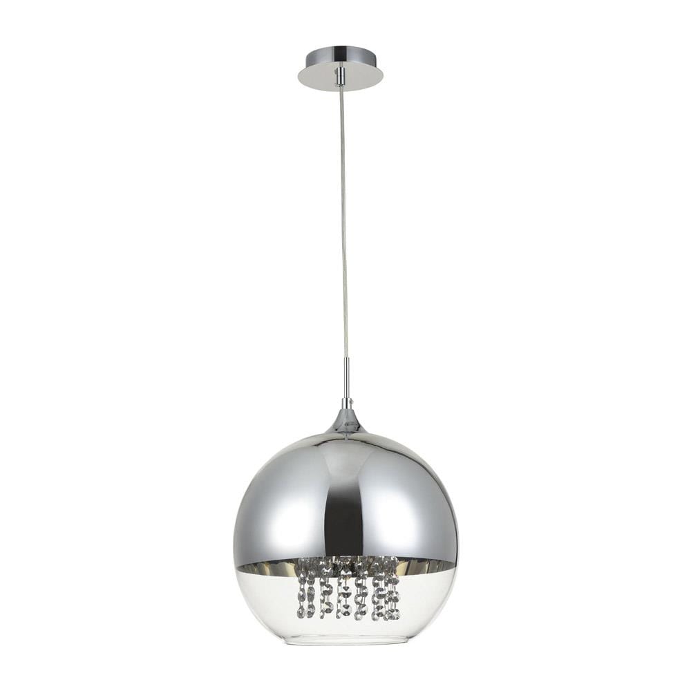Lampadario Contemporaneo Fermi Metallo Nichel 1 Luce Diffusori Vetro Trasparente - Foto 1