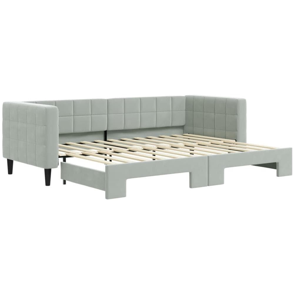 Divano Letto Con Letto Estraibile Grigio Chiaro 80x200 Velluto - Foto 2