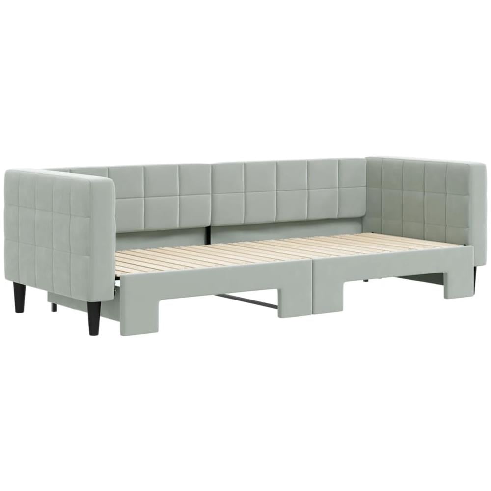 Divano Letto Con Letto Estraibile Grigio Chiaro 80x200 Velluto - Foto 3