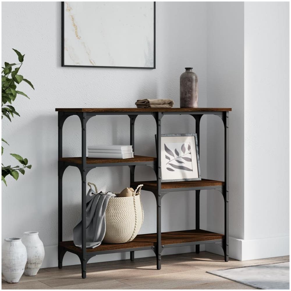 Tavolino Consolle Rovere Marrone 80x29x75 Cm Legno Multistrato - Foto 1