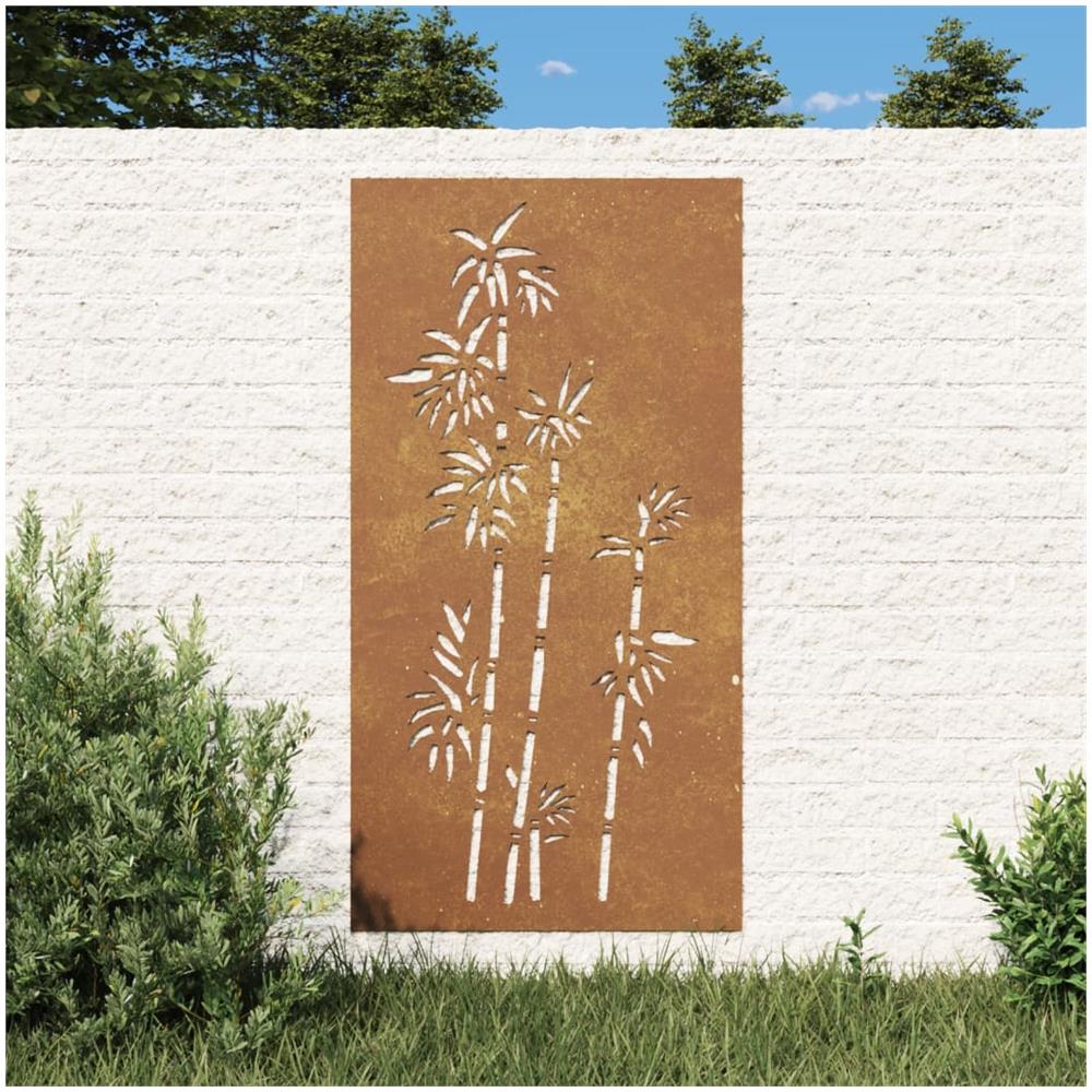 Decorazione Muro Da Giardino 105x55 Cm Bambù In Acciaio Corten - Foto 1
