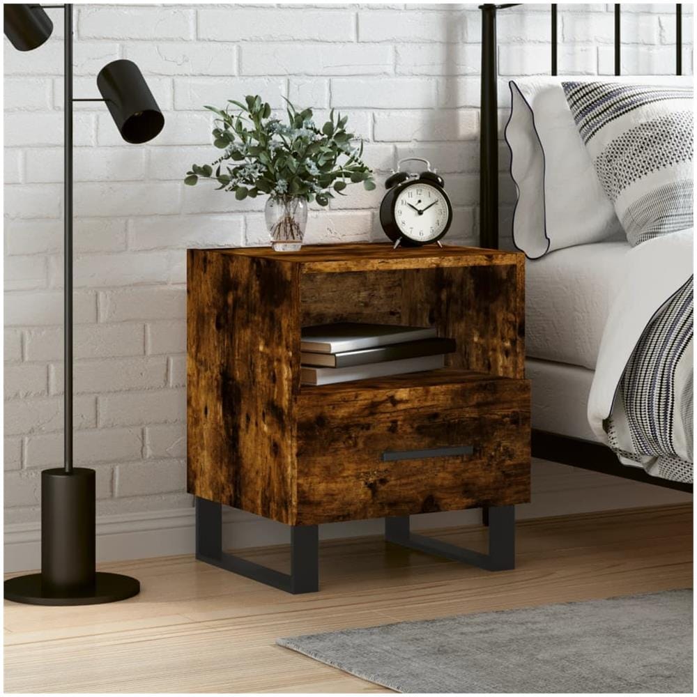 Comodino Rovere Fumo 40x35x47,5 Cm In Legno Multistrato - Foto 1
