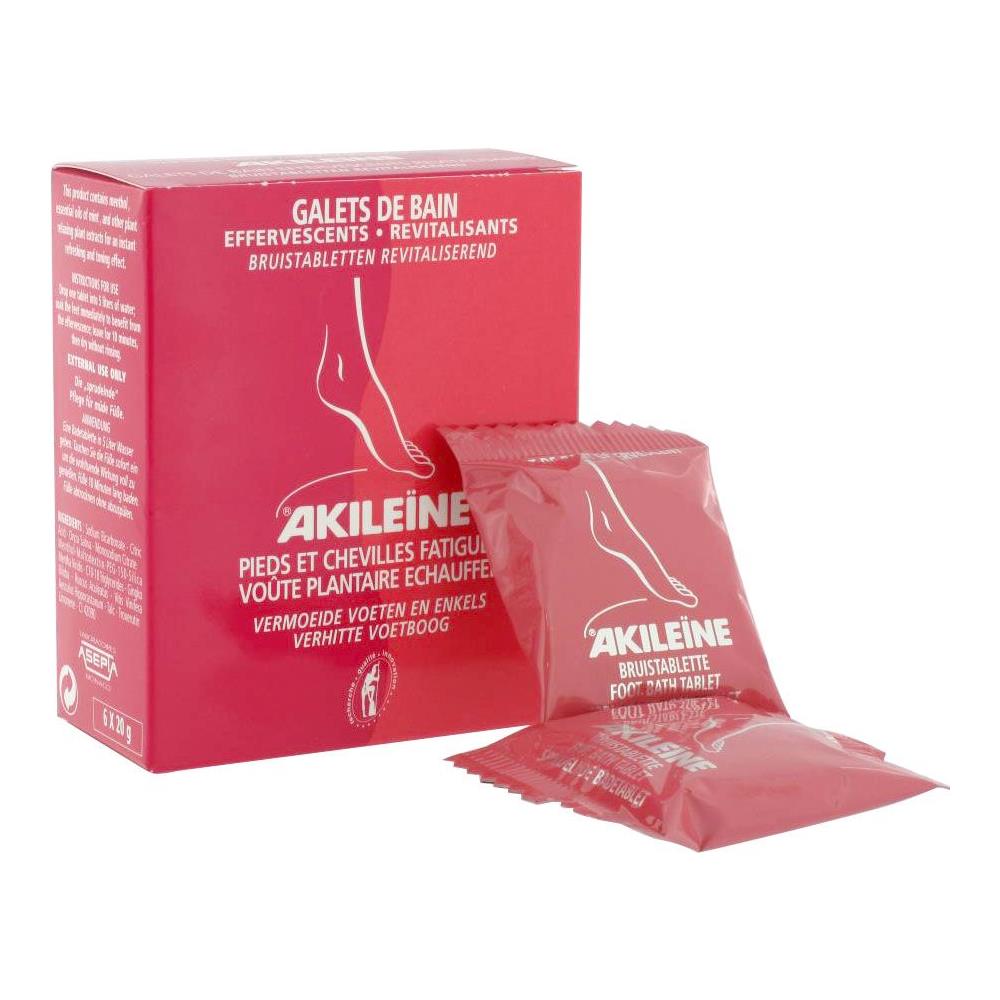 Ciottoli Da Bagno Effervescenti Rivitalizzanti Piedi E Caviglie Fatica 6 Ciottoli 20g Akileine Asepta - Foto 1