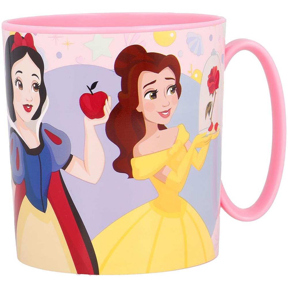Disney Tazza Rosa Per Bambine In Plastica Principesse Jasmine Rapunzel Biancaneve Belle Da 350 Ml Adatta Al Microonde - Foto 2