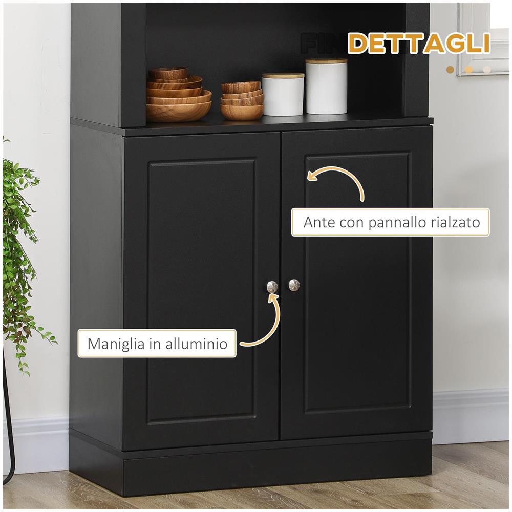 Credenza Cucina in Legno con Ripiani e Armadietto 2 Ante con Mensole Regolabili, 74.6x35.5x182.5cm - Foto 6